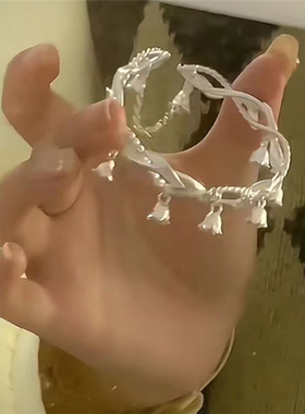 铃兰花手镯女款中式小蝴蝶蜻蜓个性设计开口百搭气质手镯女送礼物