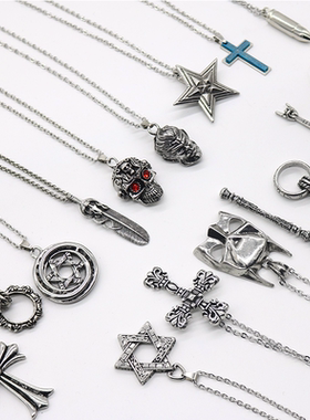 街头潮人项链潮男女学生嘻哈吊坠网红钛钢饰品