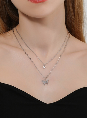 温柔森系双层蝴蝶锁骨链Chhici韩国原单初恋风氛围感韩系两色项链