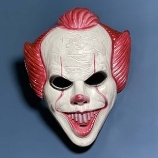 红发小丑塑料全脸万圣节恐怖鬼脸狂欢节化装 舞会cos道具搞怪PVC
