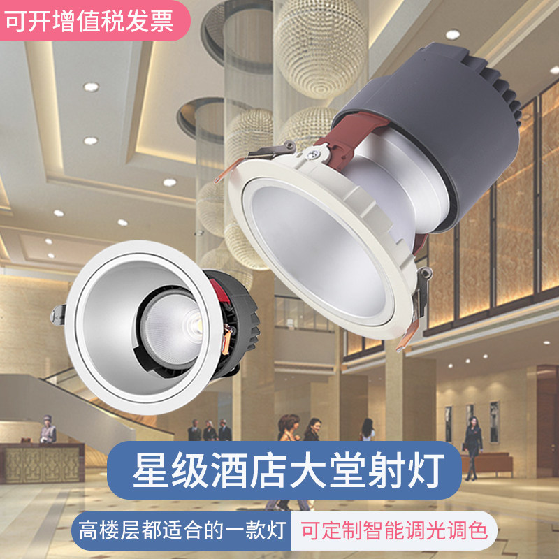 酒店大堂宴会厅客房店铺高层商用商业大瓦数嵌入式深防眩射灯筒灯