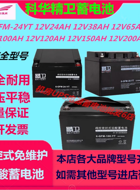 精卫蓄电池6-GFM-24 12V24AH/38/65/100/120/150/200AH免维护UPS