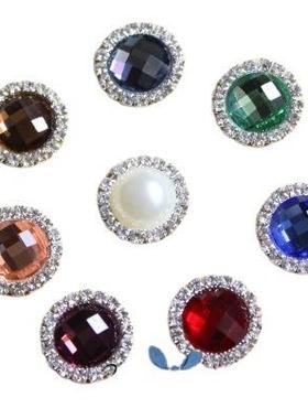 202617mm圆形钻盘 diy饰品配件手工发饰蝴蝶结材料 合金珍珠玻璃