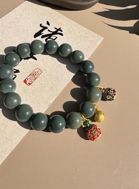 2025飘花绿菩提根男女盘玩手串吞金兽款菩提子文玩绕指柔佛珠手链