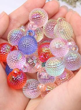 202616mm透色UV电镀幻彩杨梅球吊珠水晶钻球DIY手工饰品车挂串珠