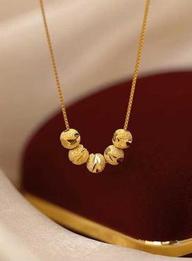 2026新款高级感小众设计五福临门钛钢项链铜镀五珠吊坠气质轻奢锁