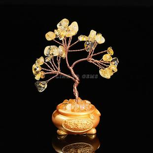 2026晶典珠宝天然水晶碎石迷你聚宝盆发财树居家办公创意水晶摆件