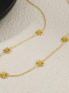 2026新款金色不掉色不锈钢小雏菊项链女仙女气质简约小众饰品厂家