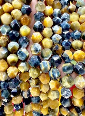 2026天然多彩虎眼石钻石面切角半成品散珠隔珠串珠手链DIY饰品