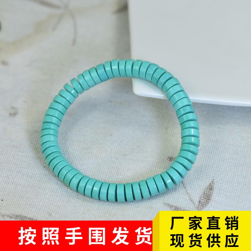 2025精工直切归圆天然原矿绿松石手串隔片垫片文玩盘玩男女手链单