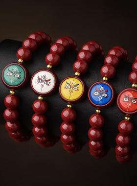 2026朱砂五路财神手链串红黄黑白绿五色财神补金木水火土女项链珠