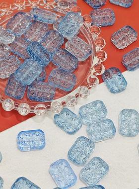 202613X18mm双面琉璃花牌古风通孔串珠手链diy饰品配件项链吊坠配