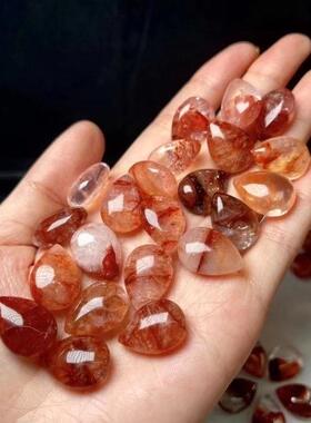 2026厂家直供红胶花水滴吊坠裸石 晶体通透花纹清晰 红胶花吊坠裸