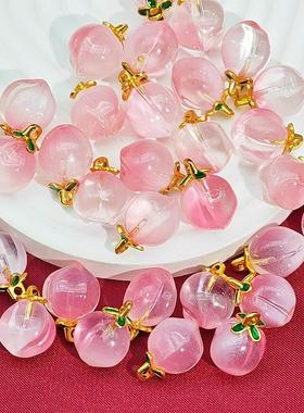 2026新款水晶桃子吊坠水蜜桃小滴溜配饰手链手串diy饰品配件挂坠