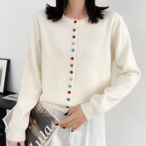 洋气减龄别致红色单排扣针织短款开衫外套2025春季新款高级感上衣