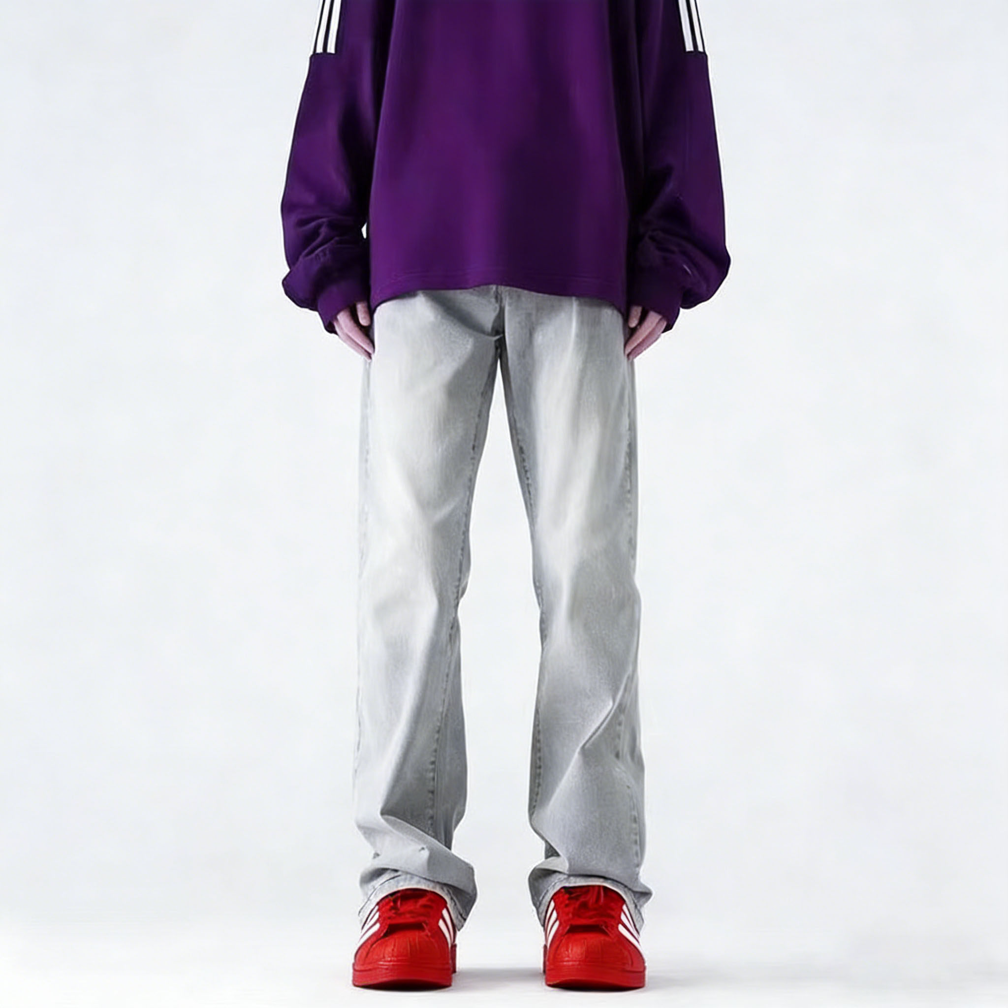 美式cleanfit牛仔裤男春季vibe风弯刀黑色裤子百搭显瘦直筒微喇裤