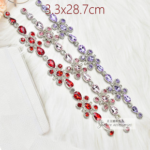 新款椭圆水滴大钻花链diy高档手工缝制水钻礼服鞋帽婚纱饰品辅料