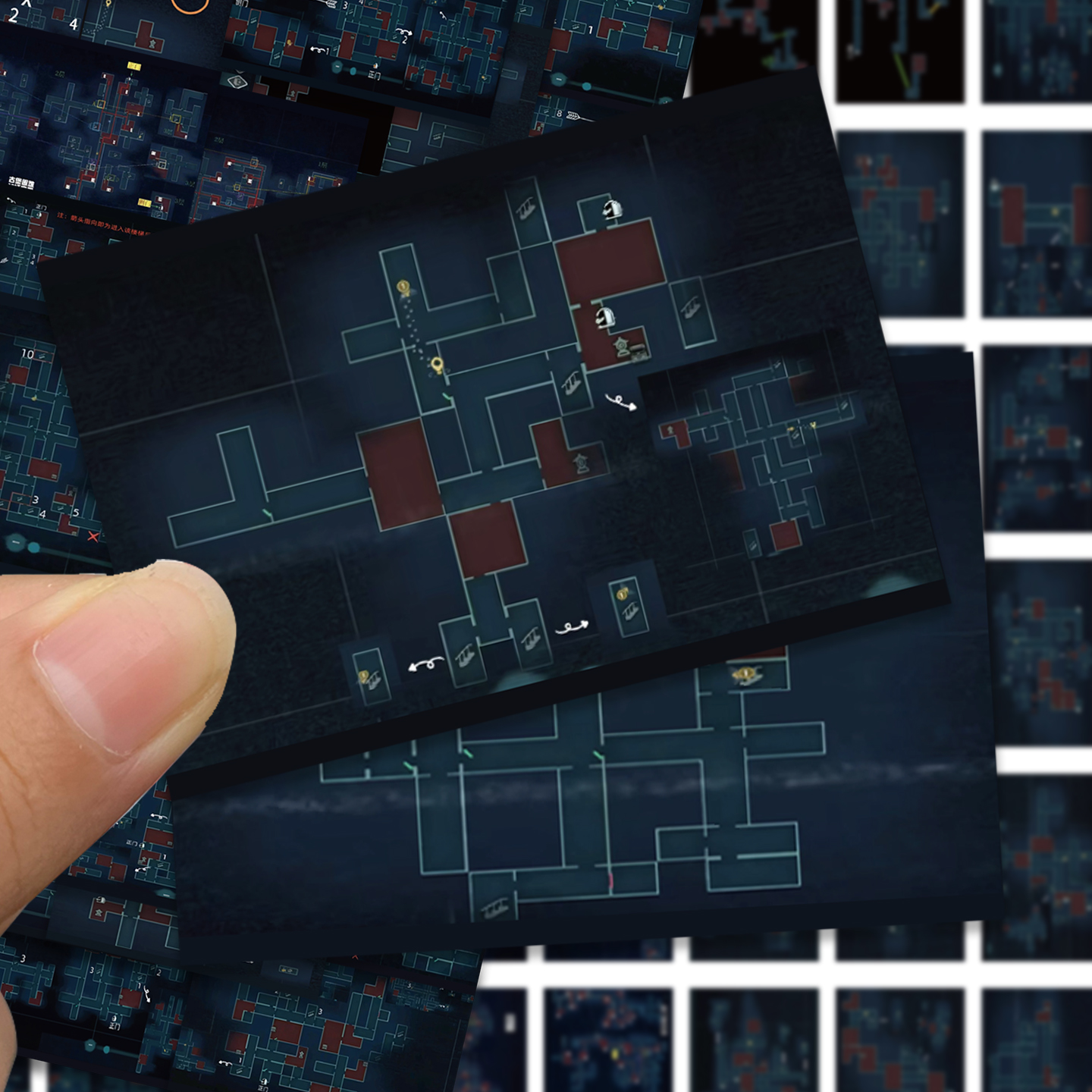 64张蛋仔惊魂寻宝队摸金地图贴纸游戏创意周边地图小炒贴画游戏通关攻略贴diy笔记本手机壳手帐装饰贴纸