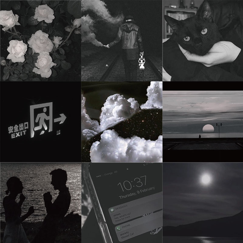 54张ins黑白贴纸伤感抑郁情绪手机壳电脑ipad笔记本行李箱防水贴画