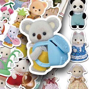 55张Calico Critters森贝儿家族贴纸卡通可爱手账笔记本防水贴画