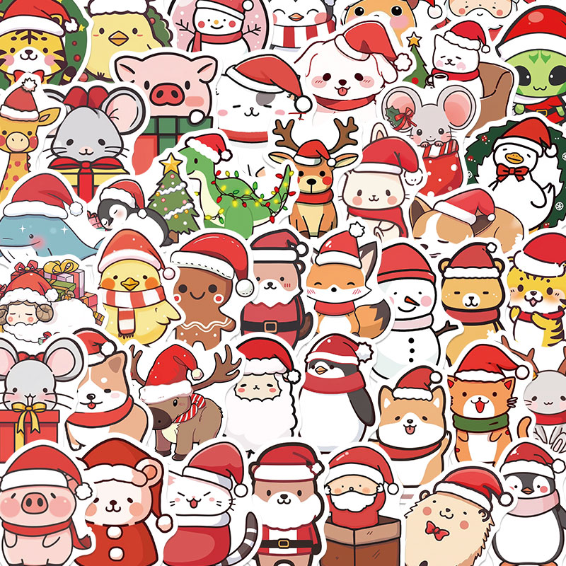 50张圣诞节动物贴纸卡通