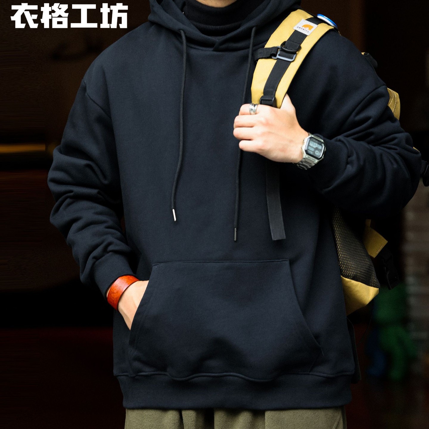 480g重磅美式连帽卫衣男士秋冬季