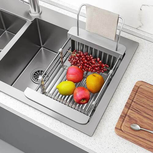 Kitchen Sink Drying Dish Rack Cup Holder Organizer Roll Stai
