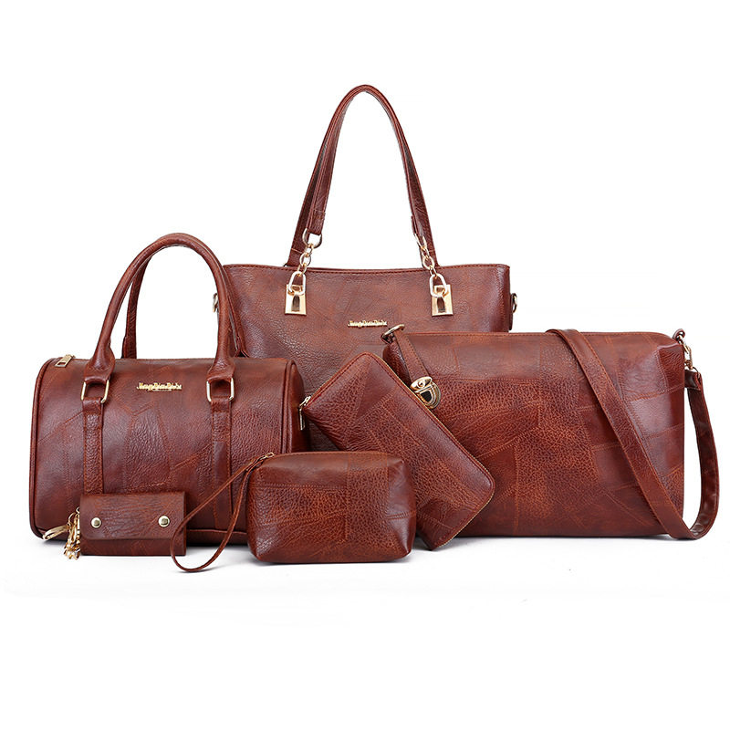 high quality 6pcs women tote set fashion leather ladies hand