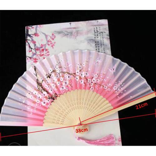 1PC Vintage Style Silk Chinese Folding Fan Japanese Pattern