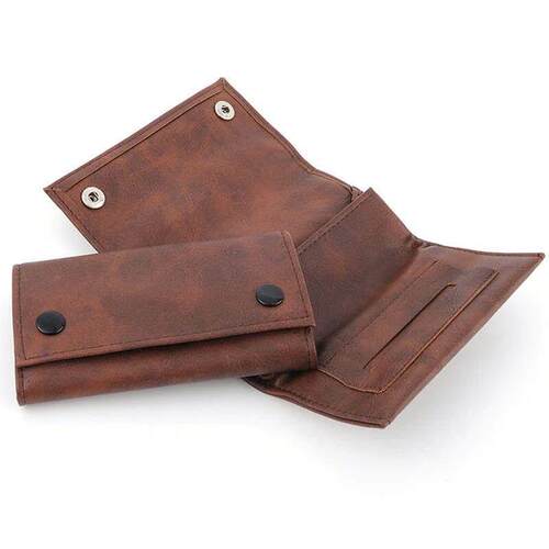 Portable Leather Pouch Zipper Buckle Tobacco Herb Pouch Case