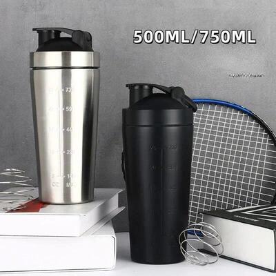 Stainless Steel Protein Shaker Cup Portable Fitness Sports M