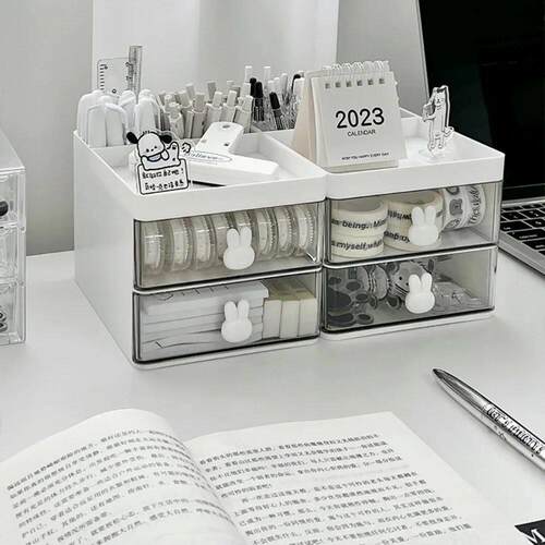 Desktop Storage Box Organizer Drawer Type Transparent Acryli
