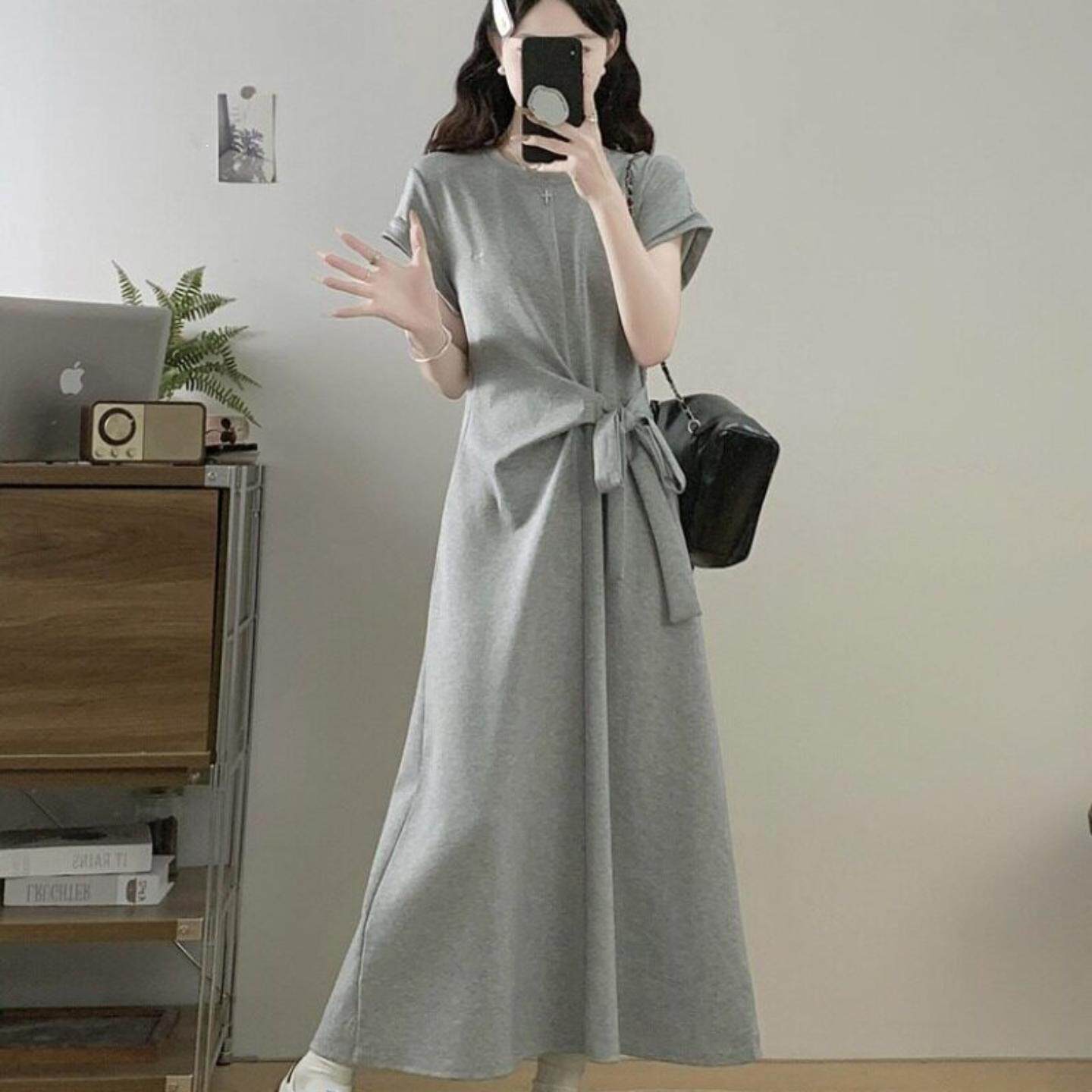 夏季时尚洋气大码收腰系带显瘦女