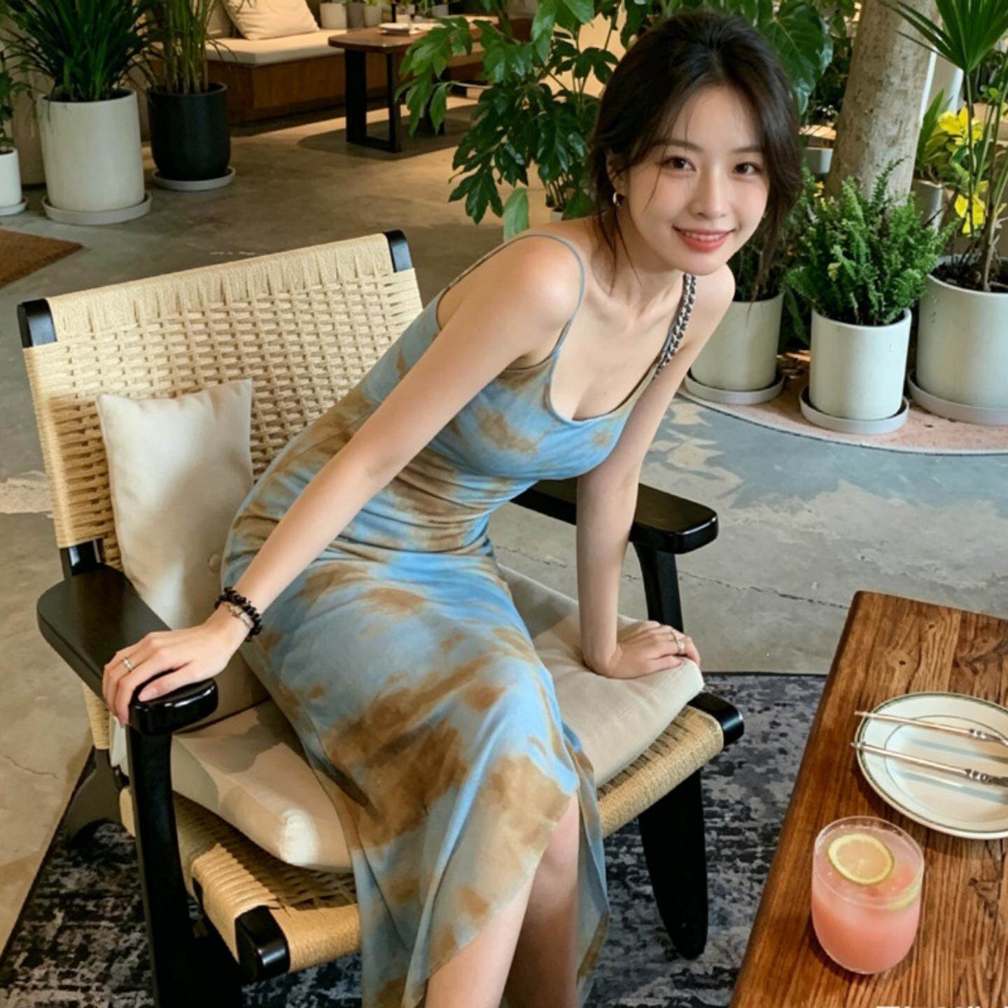 新款斩男吊带裙｜扎染印花收腰女