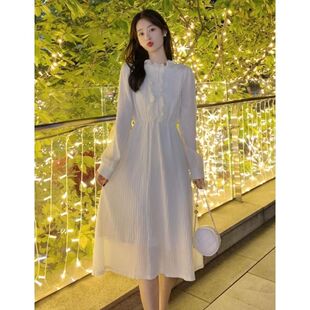 2026法式气质连衣裙子春秋冬季新款女士长袖小个子雪纺轻奢连衣裙