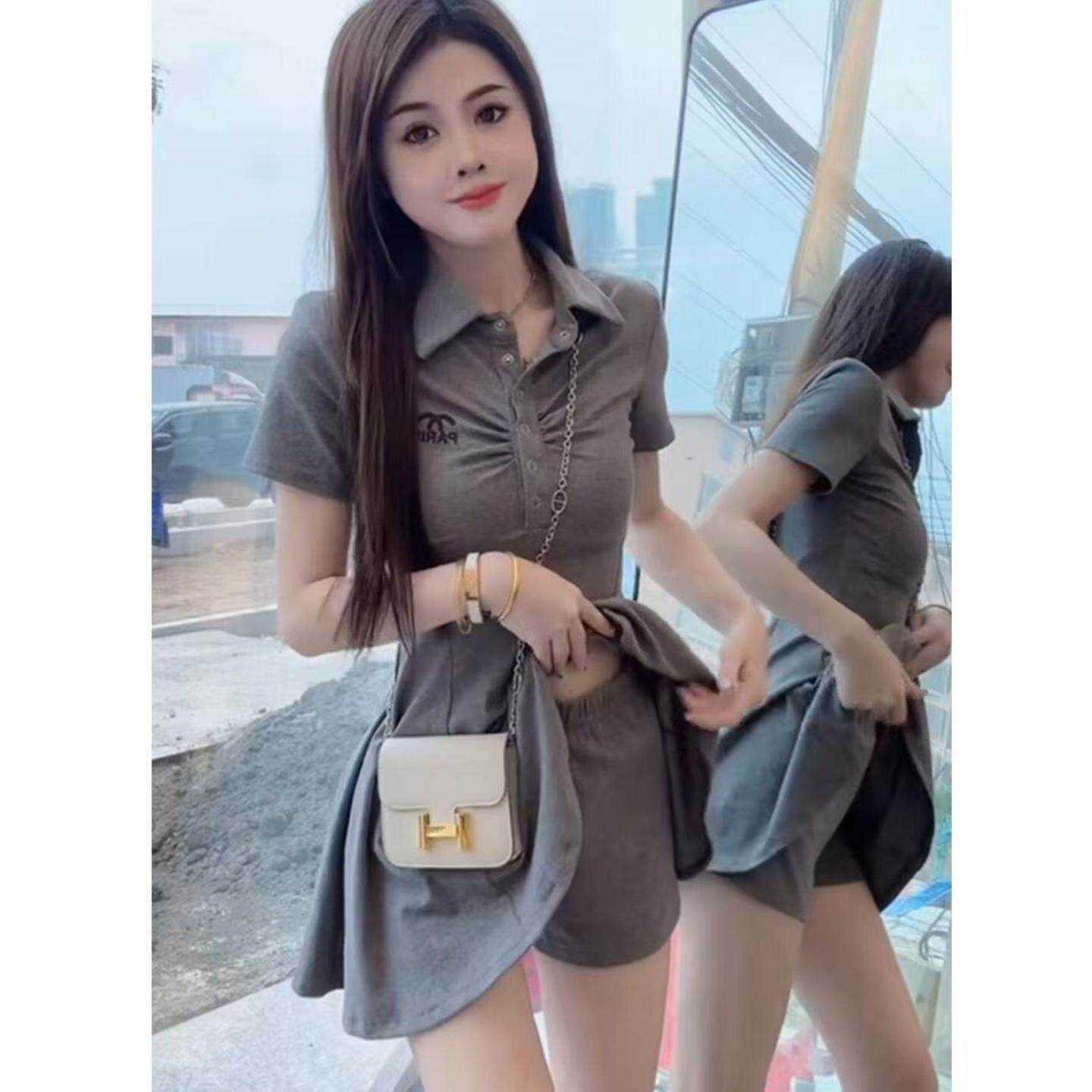 洋气学院风修身显瘦连衣裙夏季两