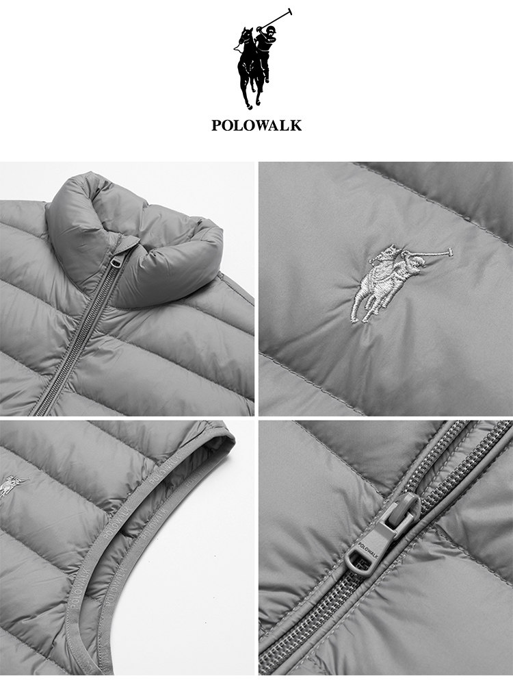 POLOWALK MENS STAND COLLAR LIGHT DOWN VEST AUTUMN WINTER NEW PAUL CASUAL SOLID COLOR 90 DUCK DOWN VEST TIDE