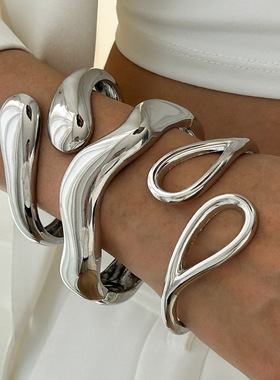 欧美跨境夸张ins金属光面水滴抱