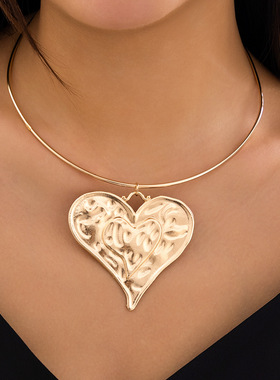 欧美跨境饰品质感夸张大爱心吊坠