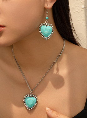 欧美跨境复古民族风松石椰树项链