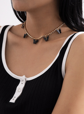 欧美跨境饰品简约复古爪链钻项饰