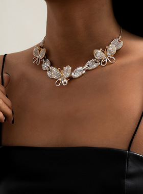 欧美跨境饰品轻奢满钻古巴扣链条