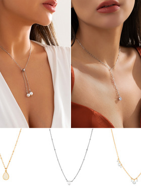 欧美跨境饰品简约仿珍珠星形流苏