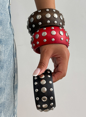 欧美跨境朋克风潮流几何圆形木质