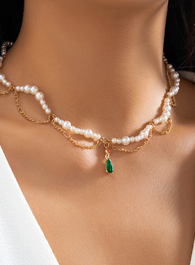 欧美跨境复古简约仿珍珠波浪形流