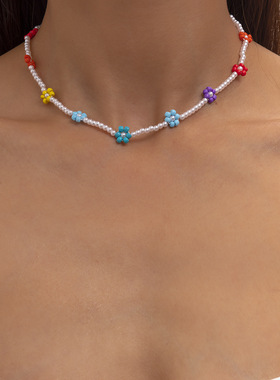 波西米亚度假风彩色小雏菊花朵米