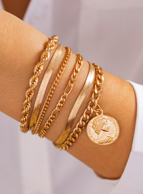 欧美跨境气质仿珍珠叠戴手链套装