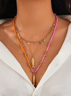 欧美跨境度假海星贝壳小鱼项链ne