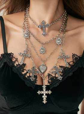 欧美跨境哥特风朋克金属十字架爱