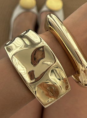 欧美跨境ins风液态金属褶皱手镯B